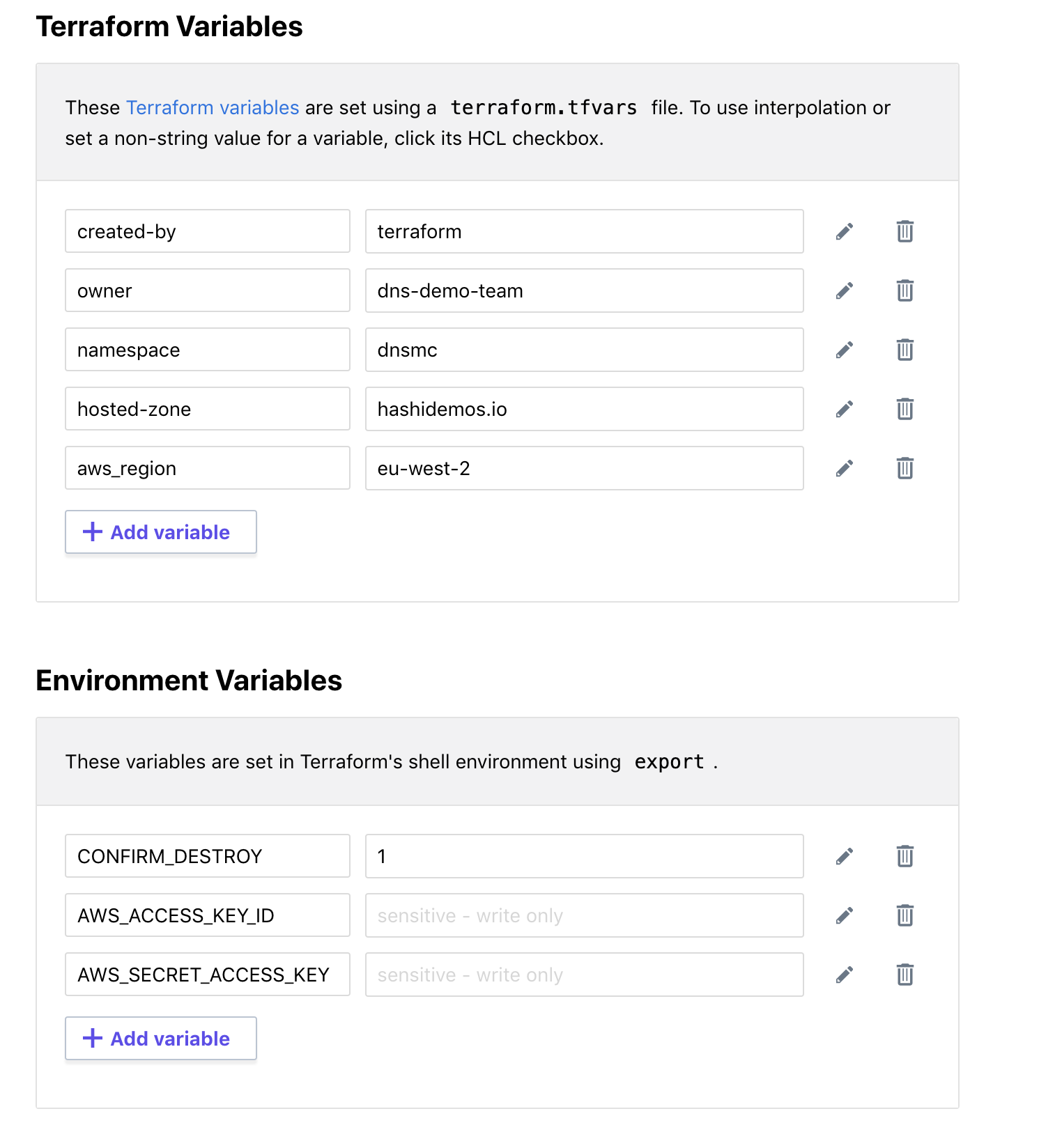 AWS Variables