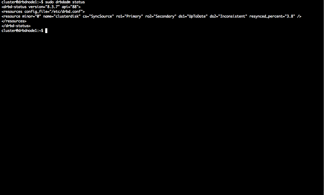 Drbdadm status node 1